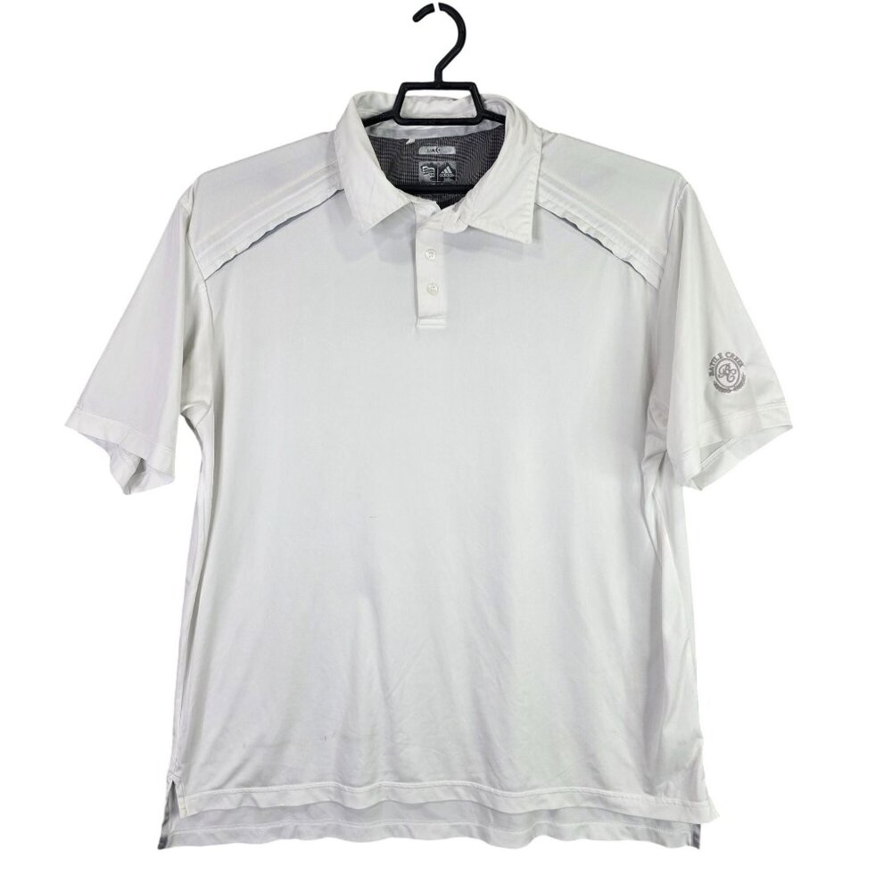 Mens Adidas White ClimaCool Golf Polo Shirt Short Sleeve Polyester Size M